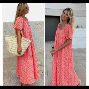 Zara printed dress tangerine